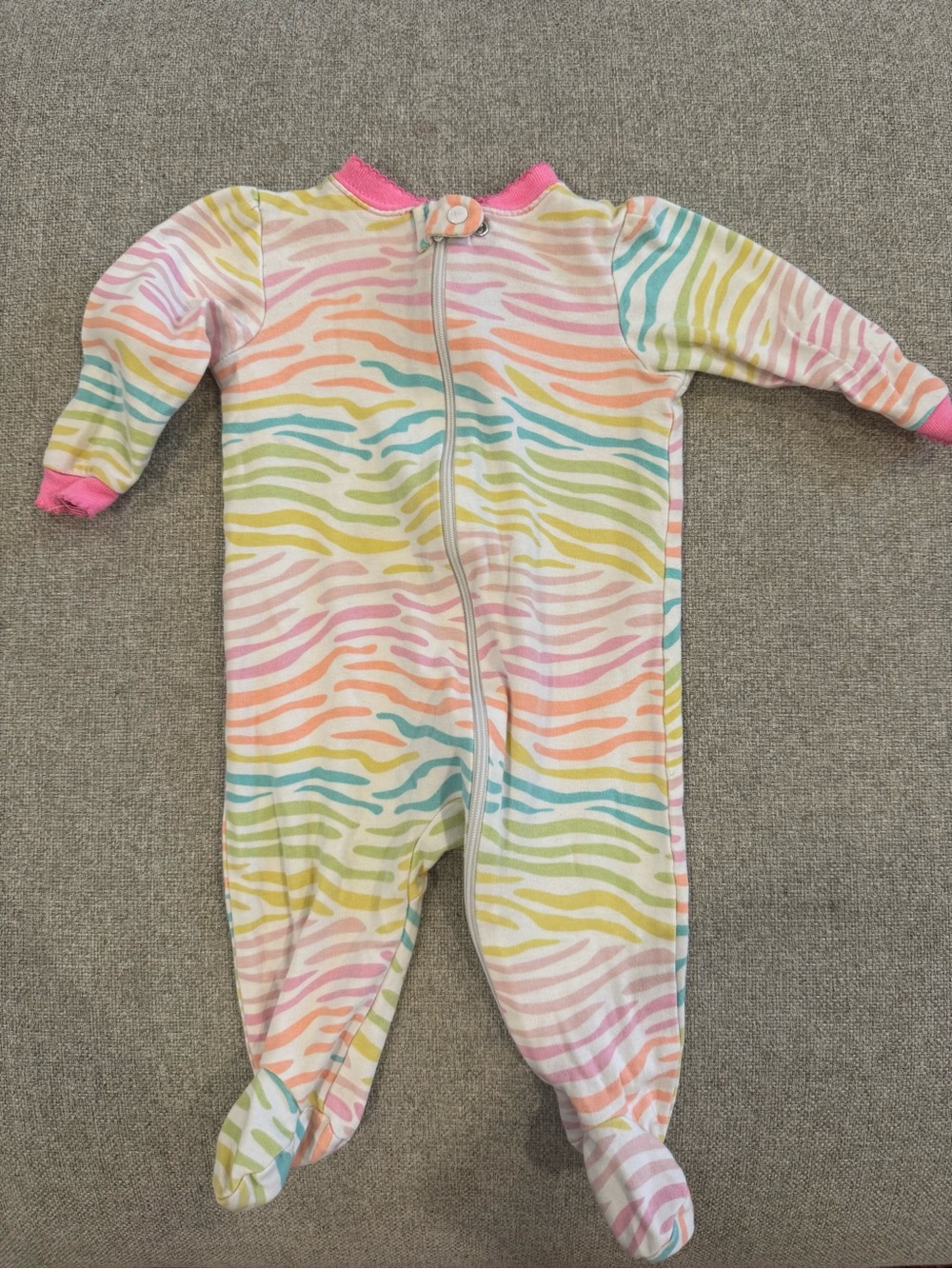 Garanimals Pastel Zebra Stripe Footed One-Piece - Pink, Yellow, Blue, Green